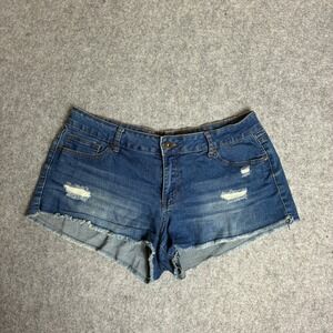 Wax Jean Women's Size Large 34x3 Distressed Denim Cutoff Shorts Blue